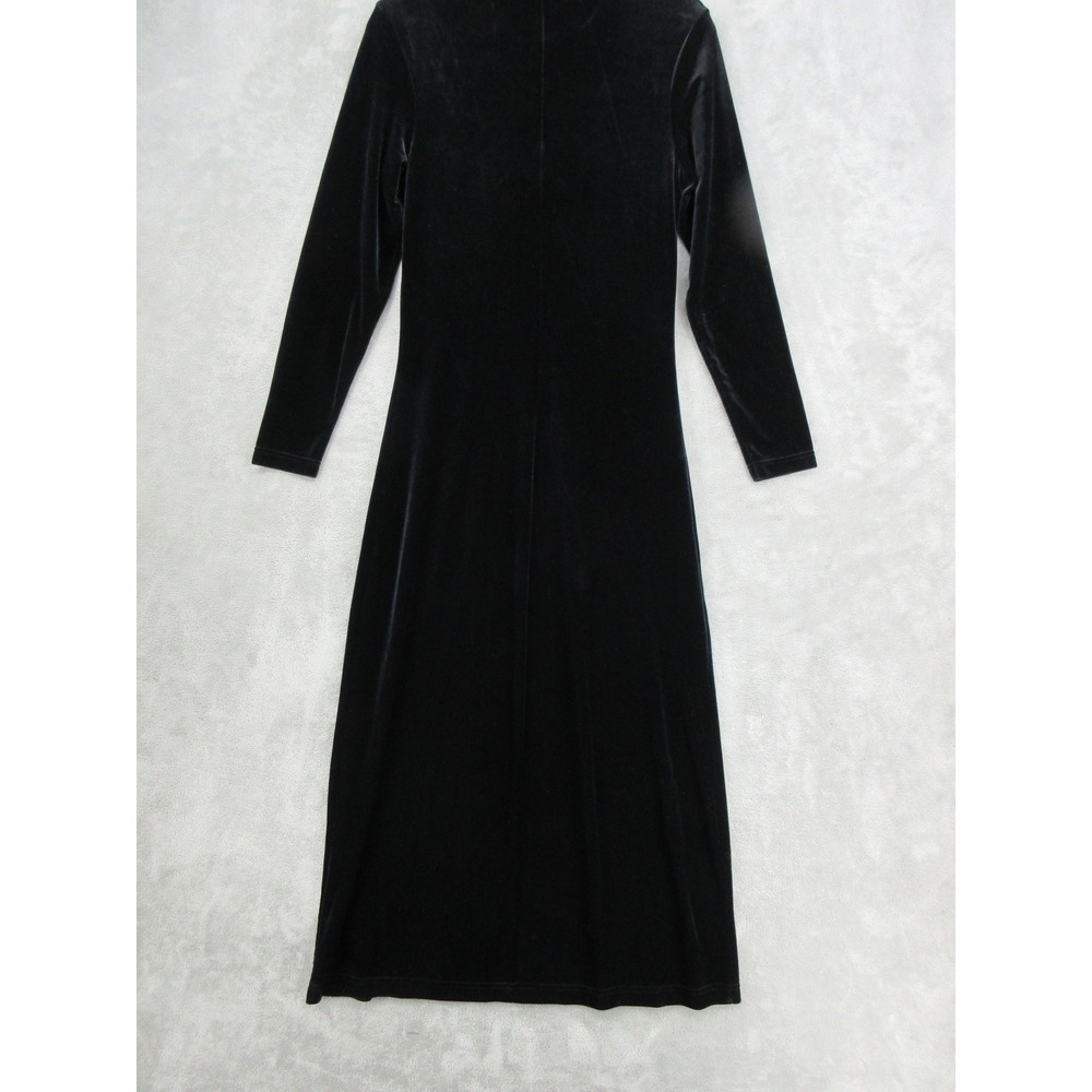 Vintage Express Dress Womens Size 6 Tricot Velvet Mock Maxi Stretch 90s Black - Picture 6 of 14